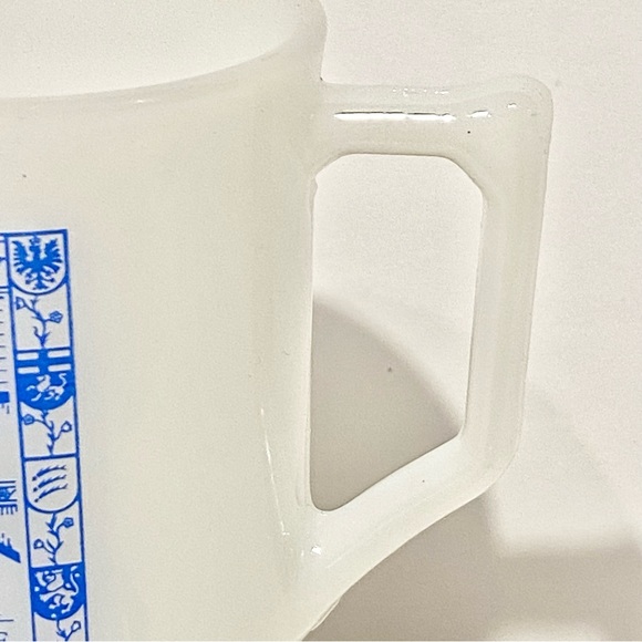 Set of 2 Alpine Coffee Milk Glass Cappuccino Coffee Pedestal Mugs White & Blue - Picture 6 of 8